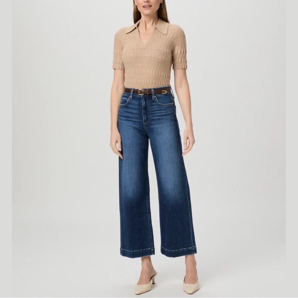 PAIGE Anessa Wide Leg Jeans Foreign Film Blue 27 NWT - Picture 2 of 16